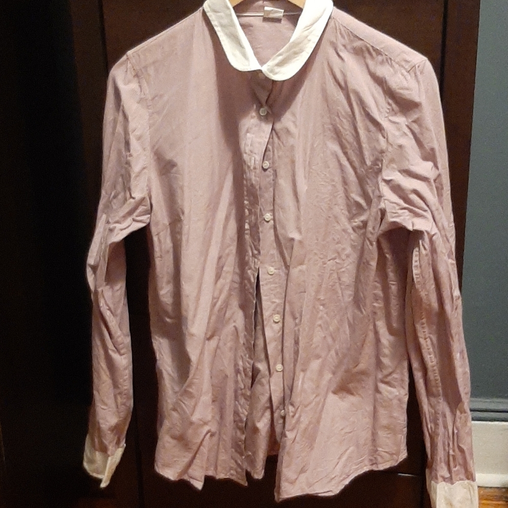 Jcrew white contrast collar and cuffs 14T dress sh